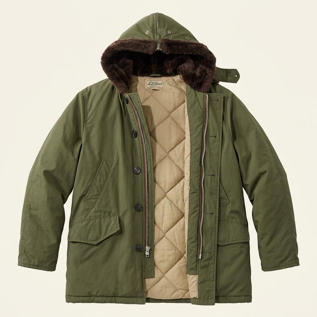 L.L.Bean 빈티지 퍼 후드 필드 점퍼 카키 1
