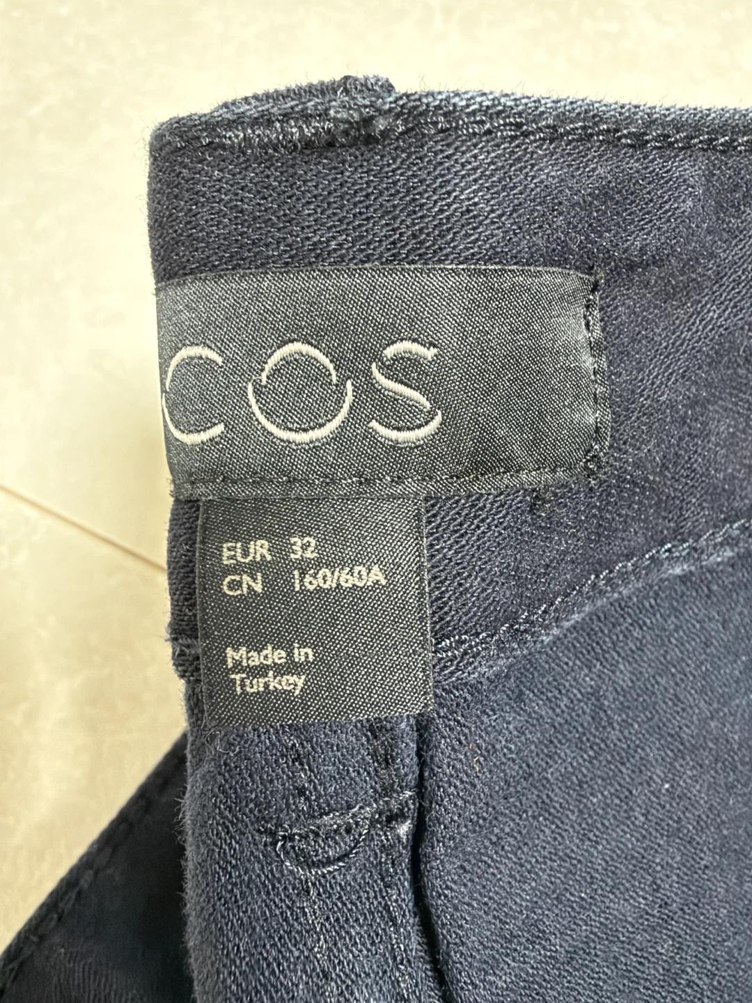 COS 여자 테이퍼드 와이드 팬츠 네이비 EUR 32 4