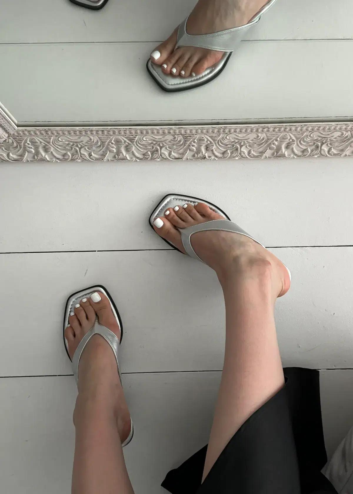 #1141 쪼리힐 5.5cm 샌들 슬리퍼 240 화이트 9