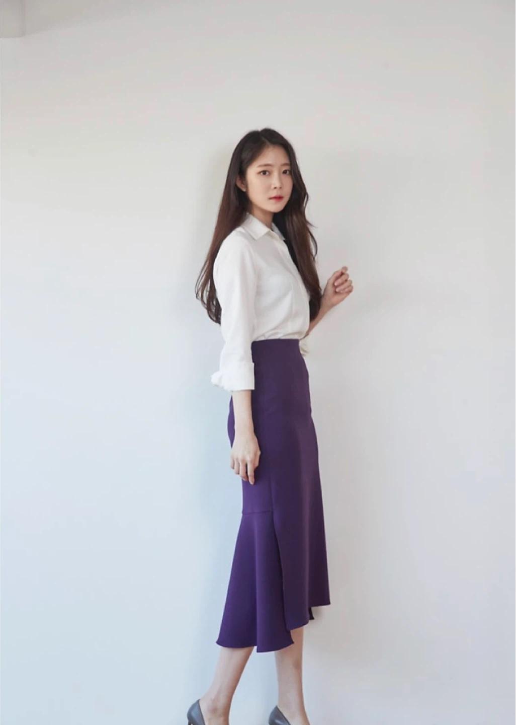 으네드레스 EUNE 언발 머메이드 스커트 퍼플 55 3