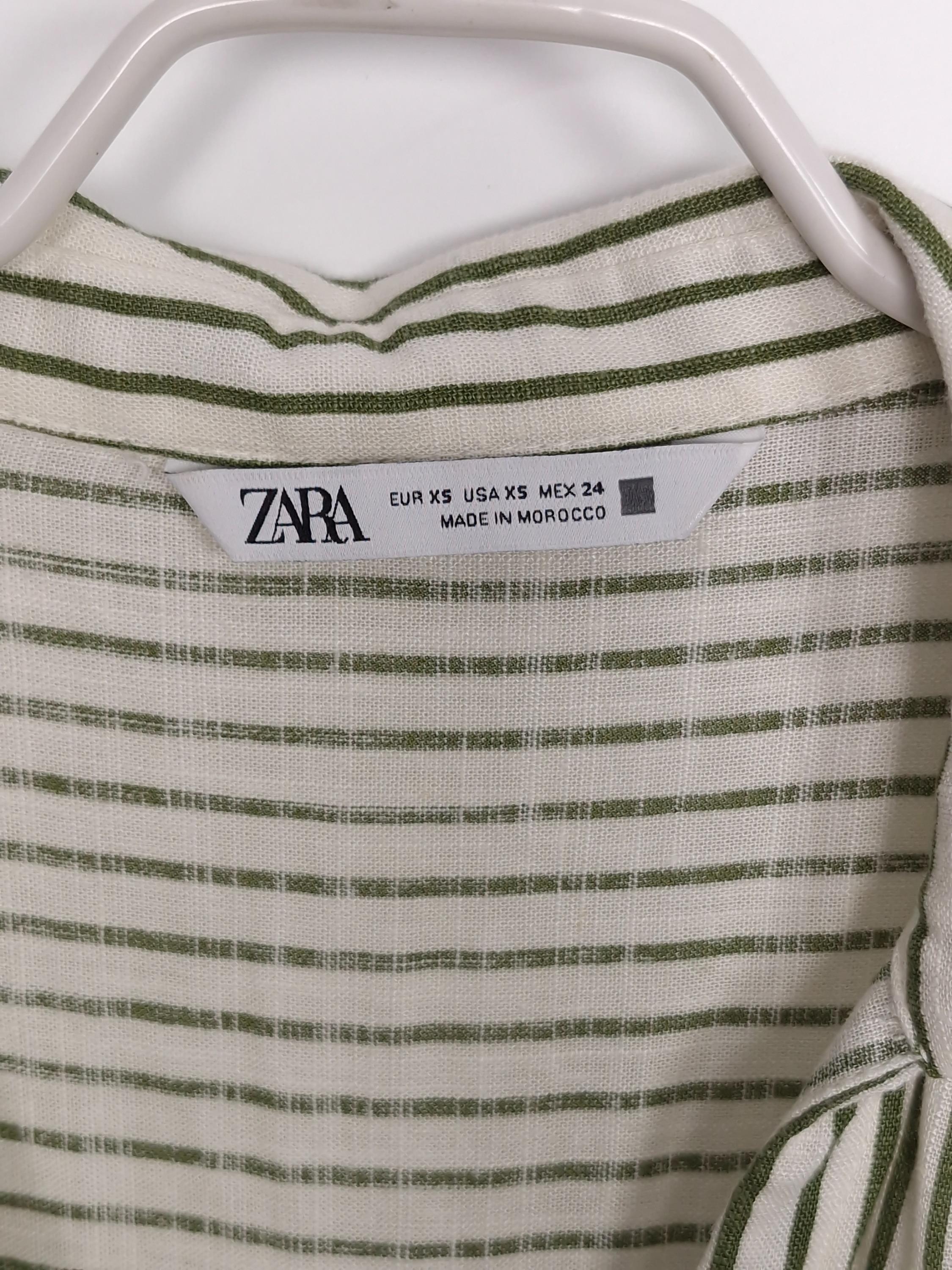 자라 자라 ZARA 그린 스트라이프 셔츠 EUR XS [A507] 4