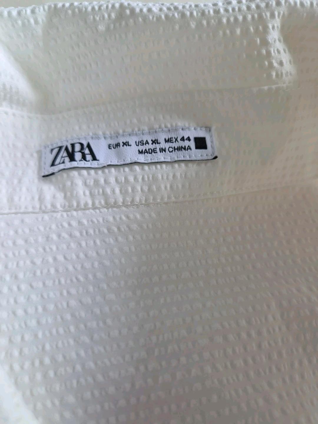 ZARA 화이트 텍스처 셔츠 XL 3