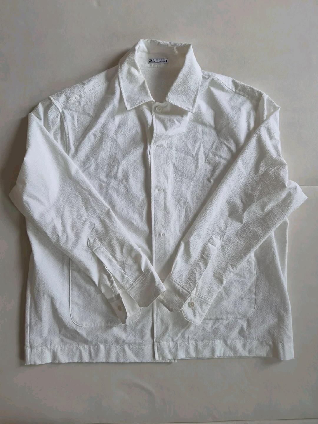 ZARA 화이트 텍스처 셔츠 XL 2