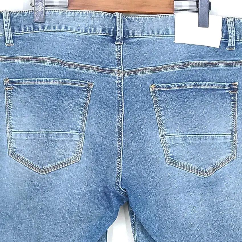 잠뱅이 남성 얇은편 스판 데님반바지 미들블루 (HU39642) 4
