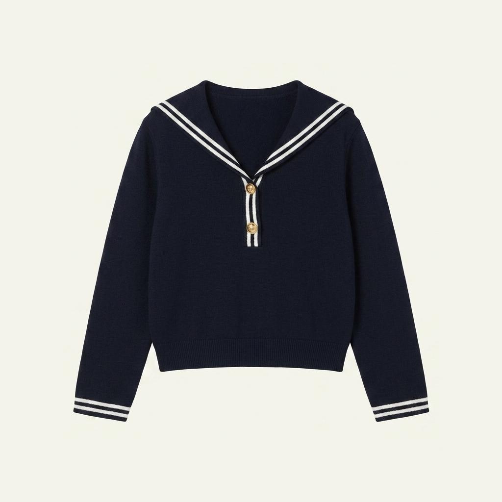 미우미우 세일러 카라 니트 가디건 네이비 1
