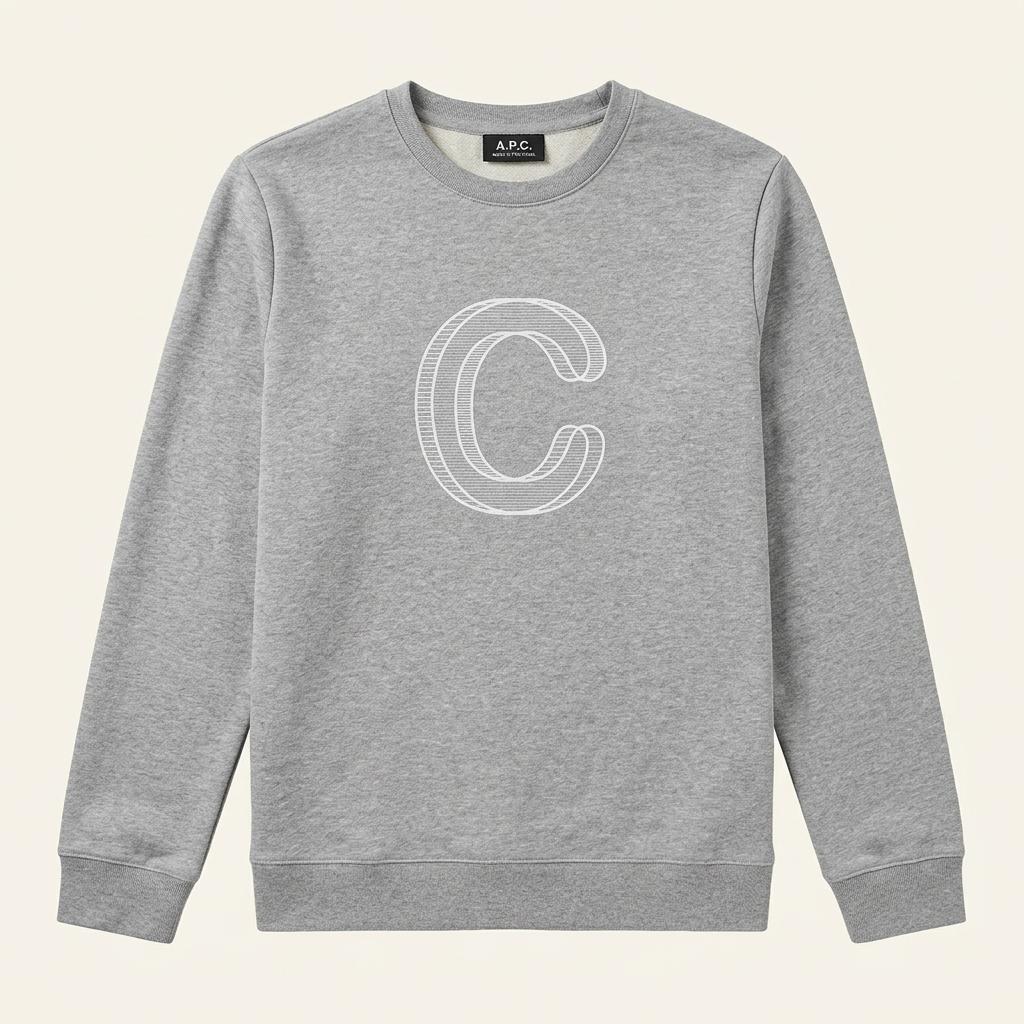 A.P.C. 아페쎄 빅 로고 맨투맨 티셔츠 그레이 1