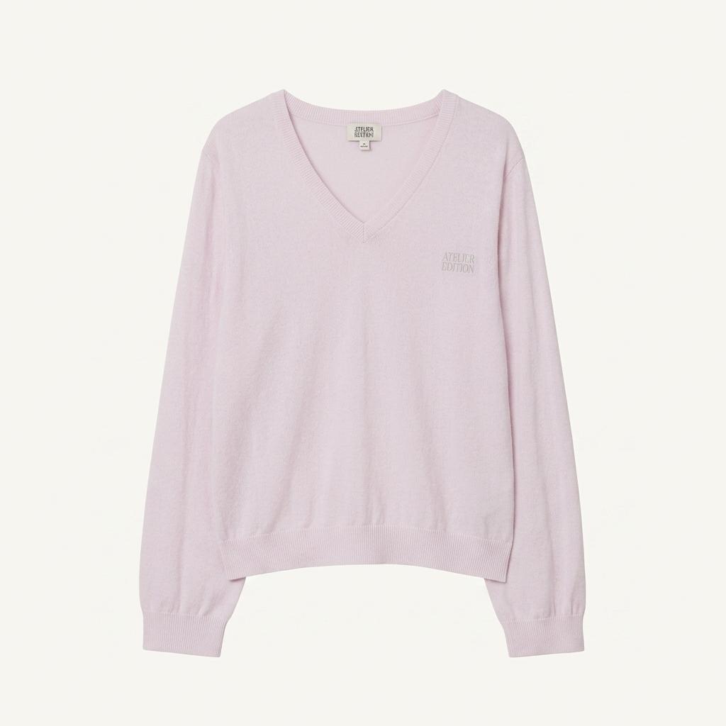 아뜰리에 에디션 Beaded V-Neck Pullover 핑크 1