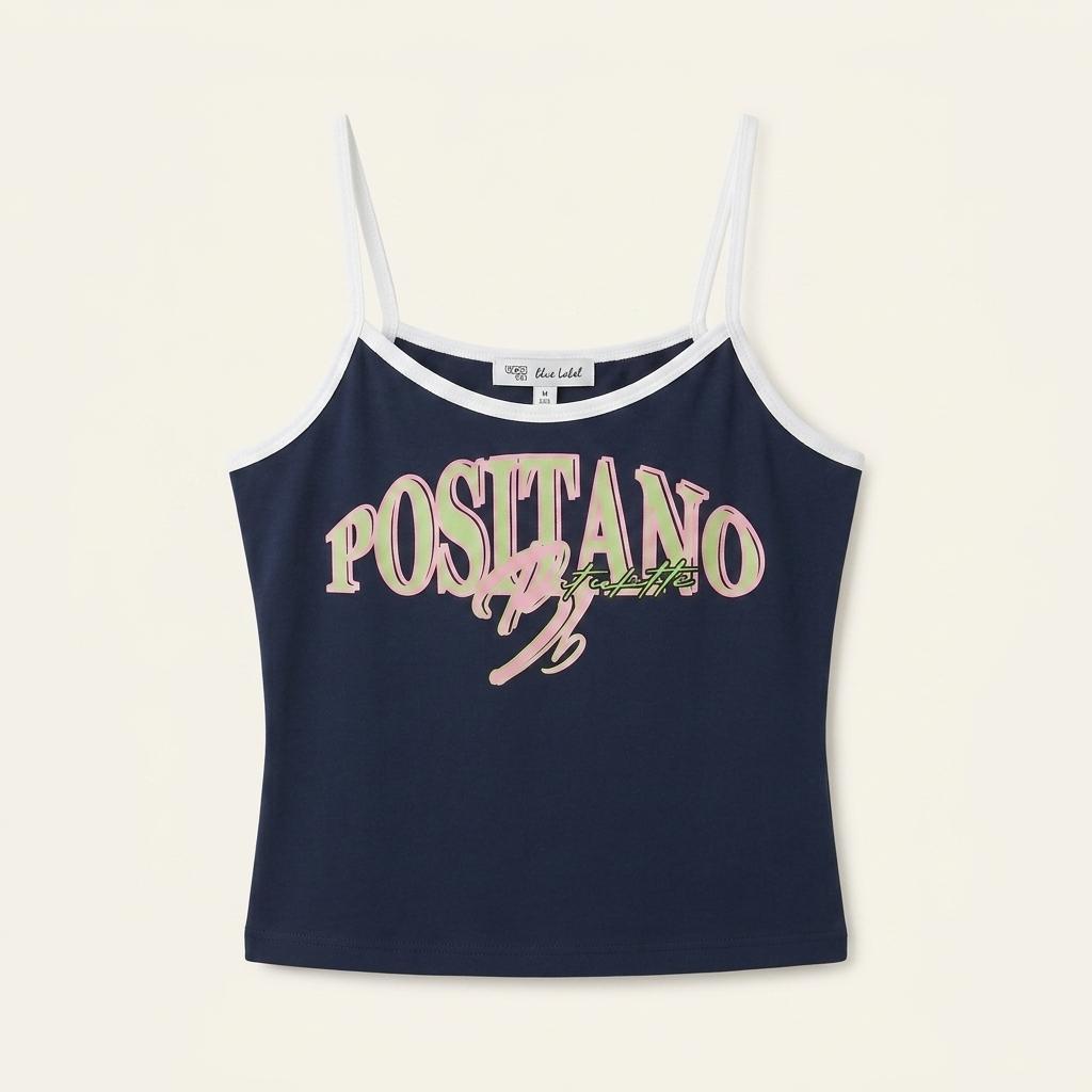새상품ㆍ착용무ㆍ블루레이블 POSITANO 그래픽 슬리브리스 나시 1