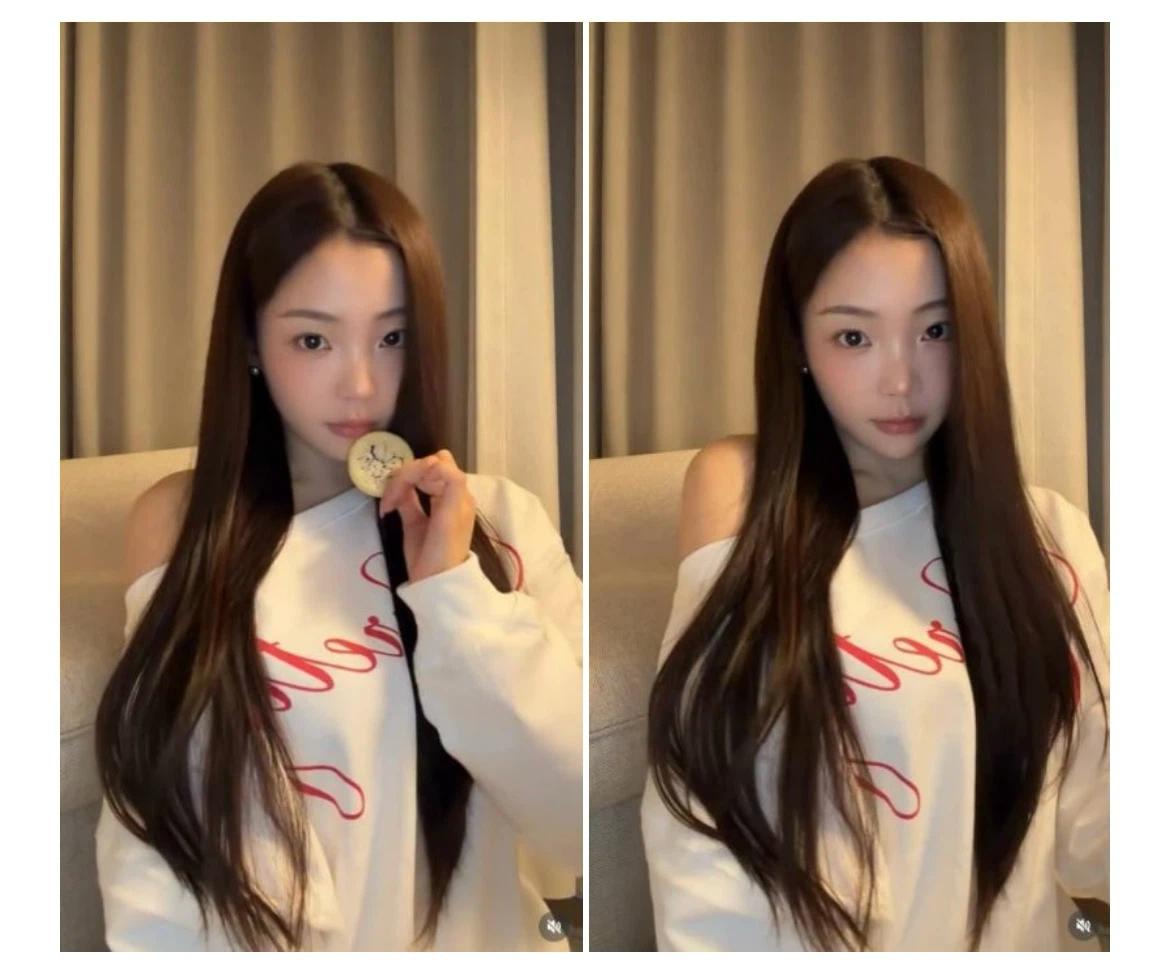 (곽민경 착용) 큐리티 로고 그래픽 오프숄더 맨투맨 화이트 2