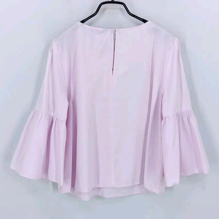 자라 여성 여름 진주 나팔소매 블라우스 핑크M (HU45347) 3