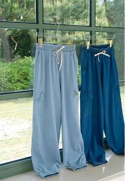 D29 카고 조거 데님 팬츠 (연청) 2