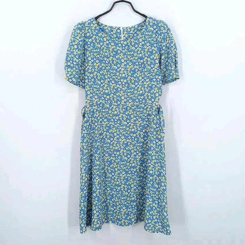 파파야 여 여름 옆구리트임 홑겹 반팔미니원피스 블루 (HU45360) 2