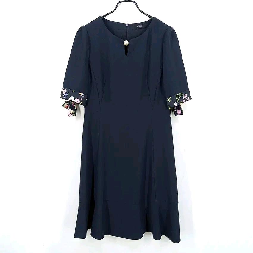 라인 여성 여름 진주 반팔원피스 다크네이비 (HU45365) 2