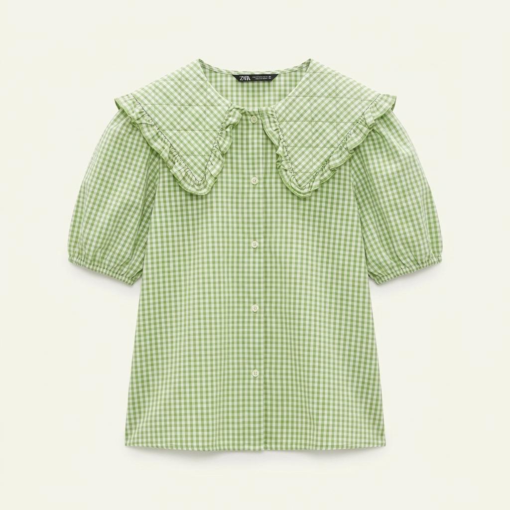 ZARA 자라 세일러 블라우스 체크