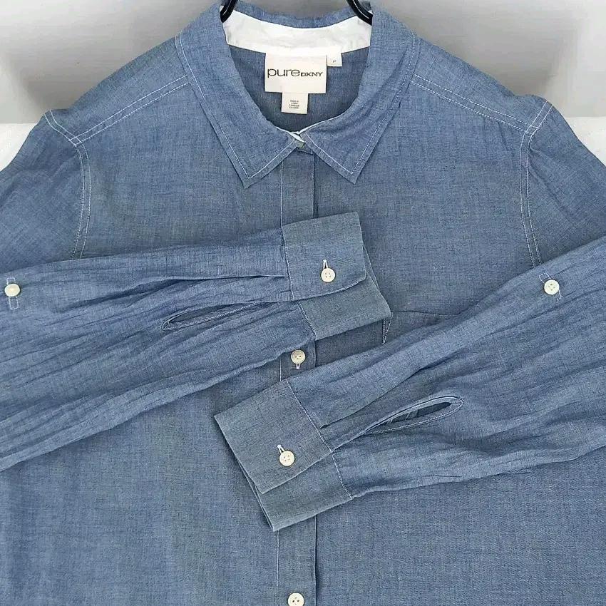 DKNY 여성 여름 긴팔롤업 롱셔츠 톤다운블루85 (HU45399) 4