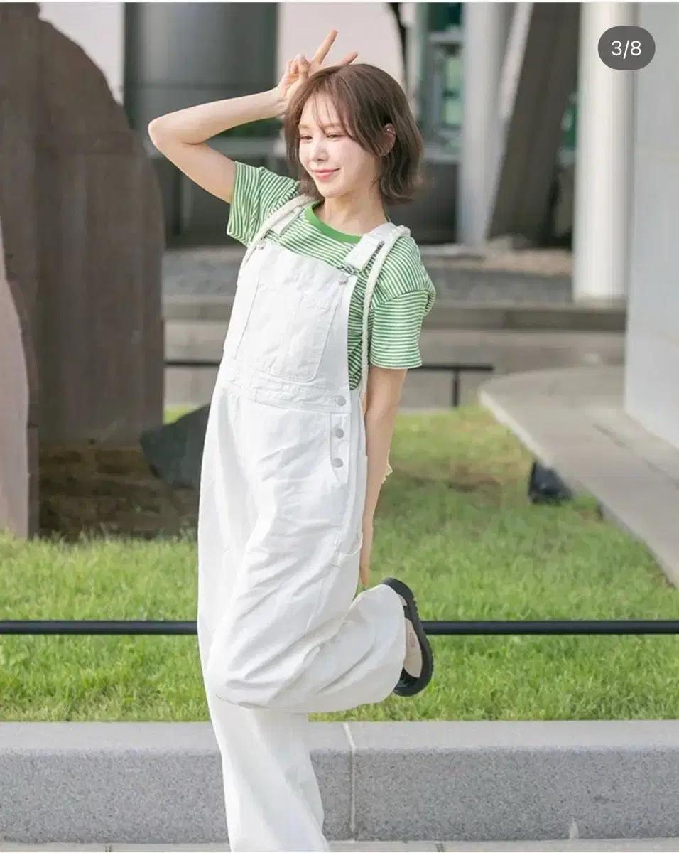 Re_L 리엘 화이트 멜빵 바지 데님 5
