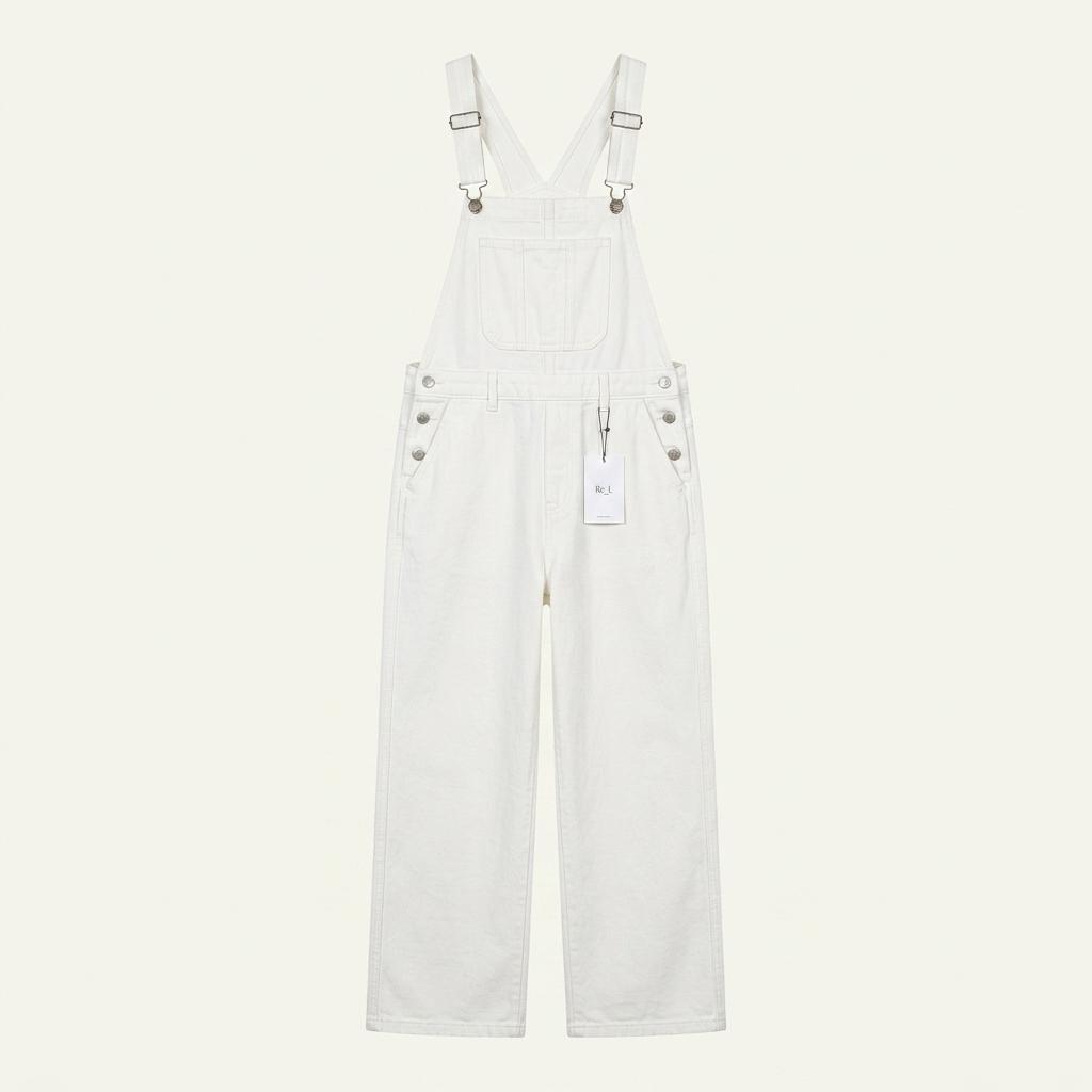 Re_L 리엘 화이트 멜빵 바지 데님
