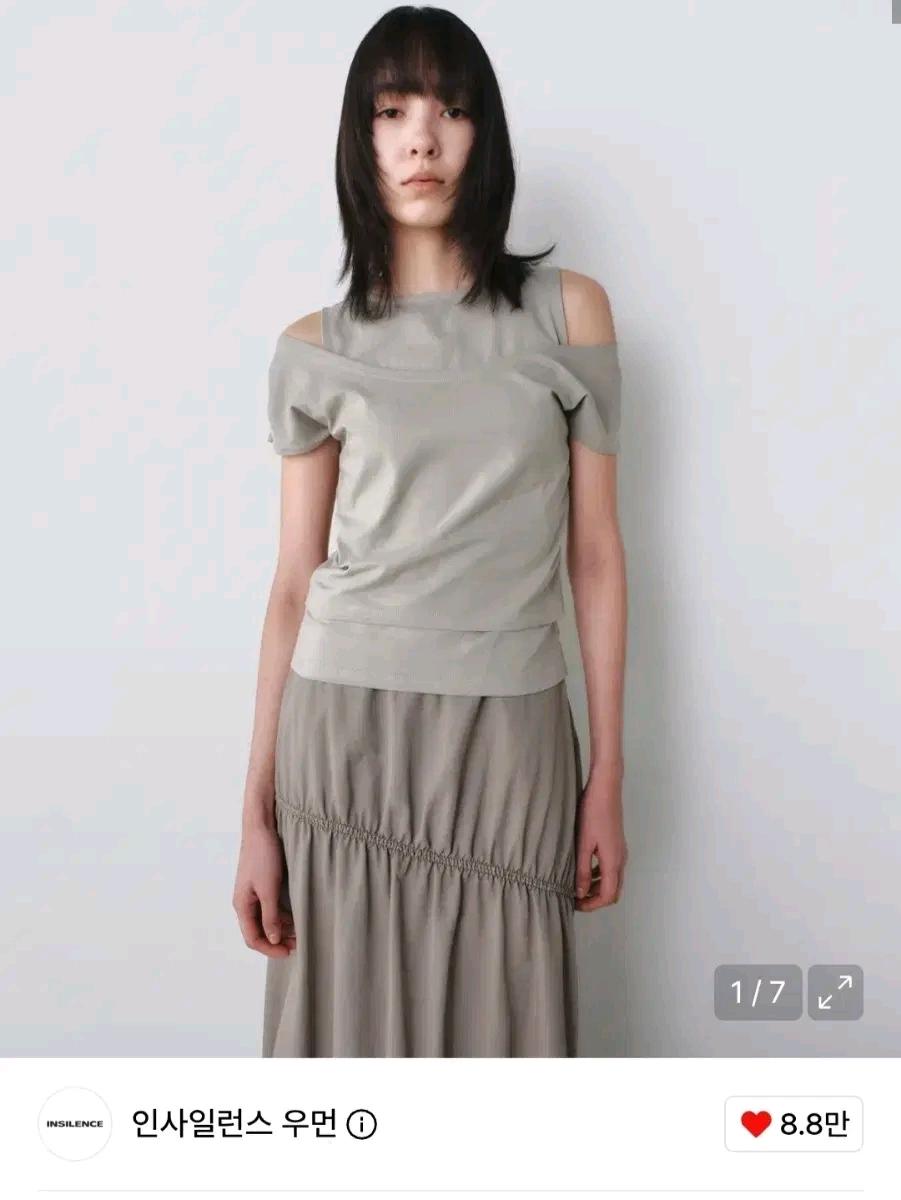 인사일런스 우먼 레이어드 오프숄더 탑 애쉬카키 8