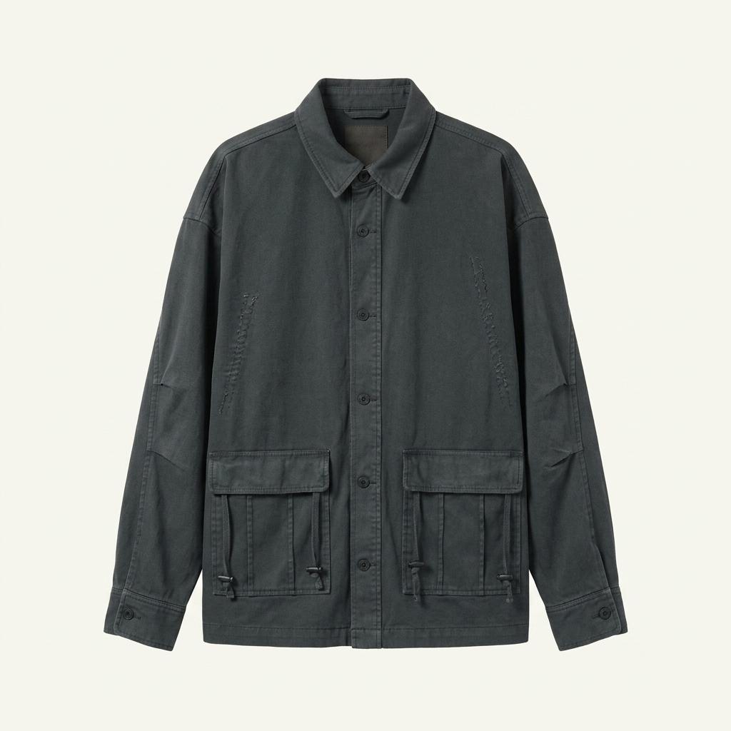 [MAISON MINED] 투 포켓 오버 재킷 챠콜 1