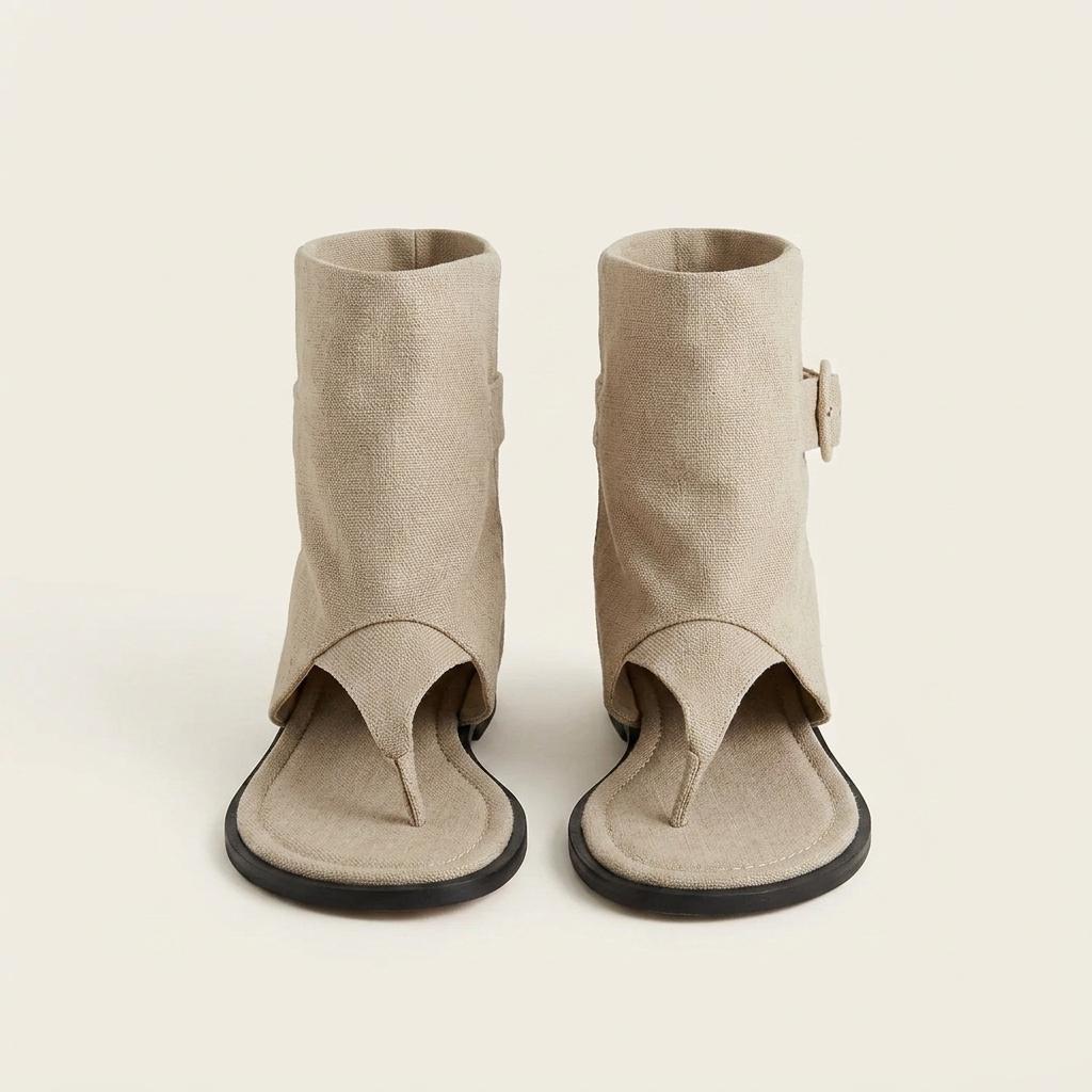 @9469 폴드오버쪼리 1.5cm 버클 린넨부츠 245 베이지-새상품 1