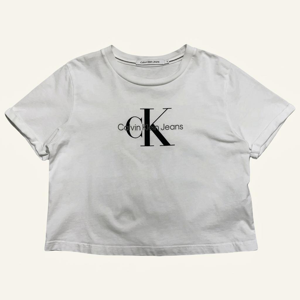 CALVIN KLEIN Jeans 크롭 프린팅 반팔티 S 1