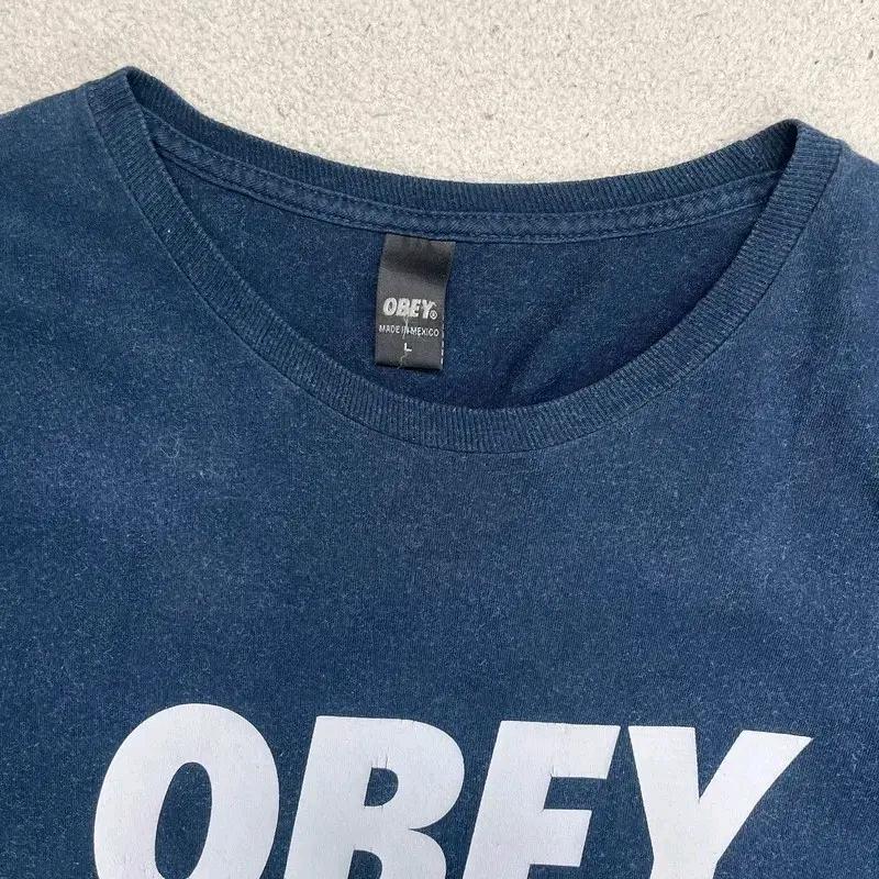 OBEY 빅로고 프린팅 티셔츠 네이비 L 3