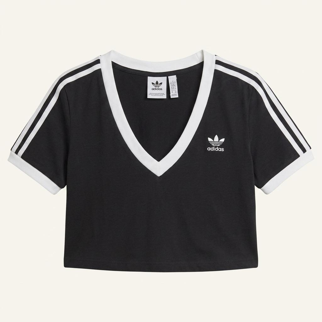 ADIDAS 브이넥 링거 크롭티 블랙 M 1