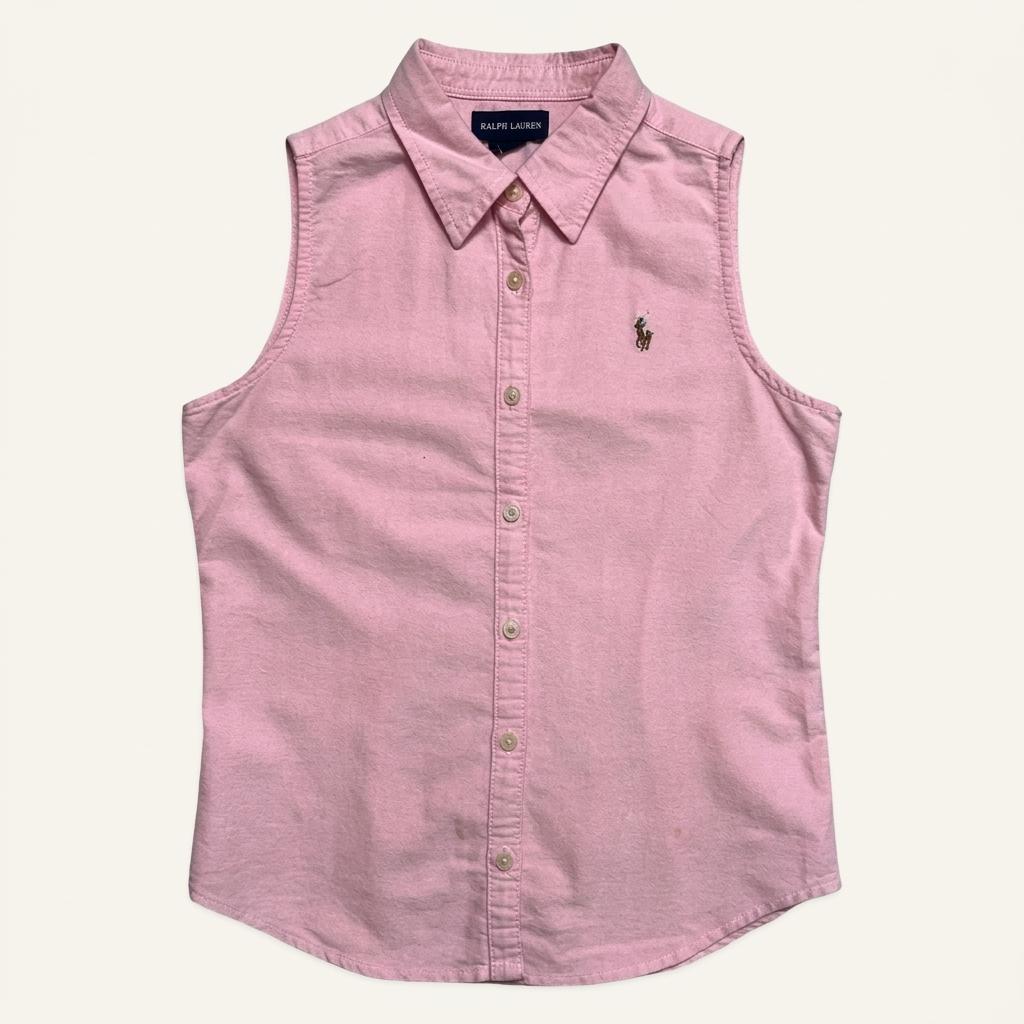 RALPH LAUREN 걸즈 슬리브리스 핑크 셔츠 OS 1