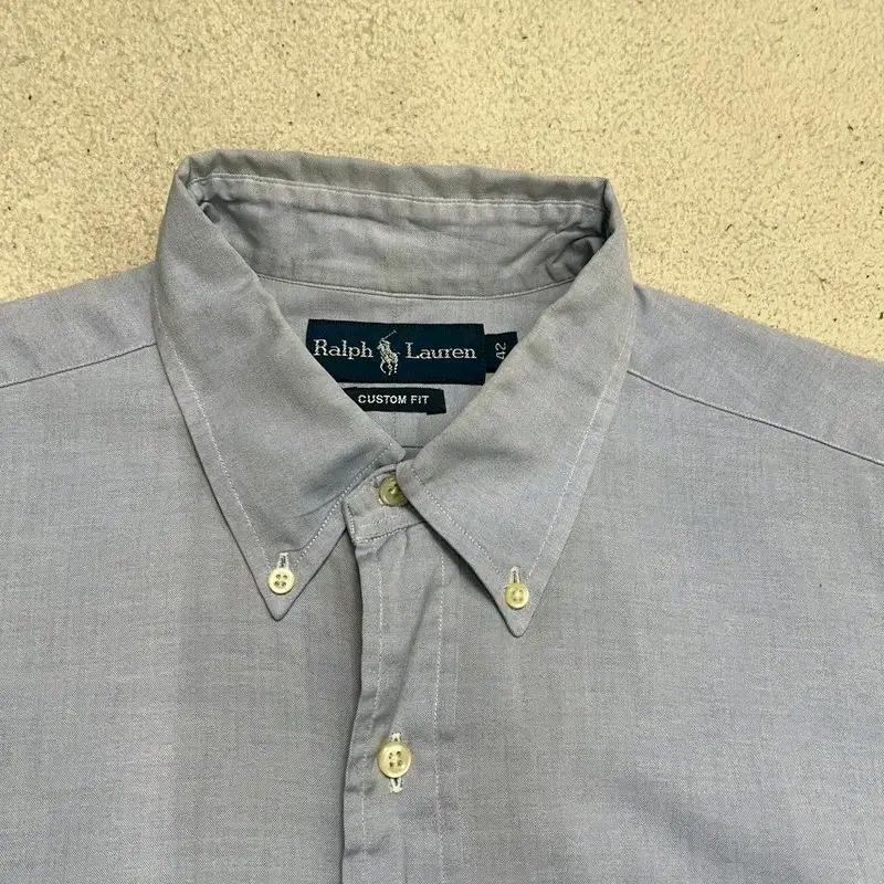 POLO RALPH LAUREN 블루 반팔 셔츠 42 6