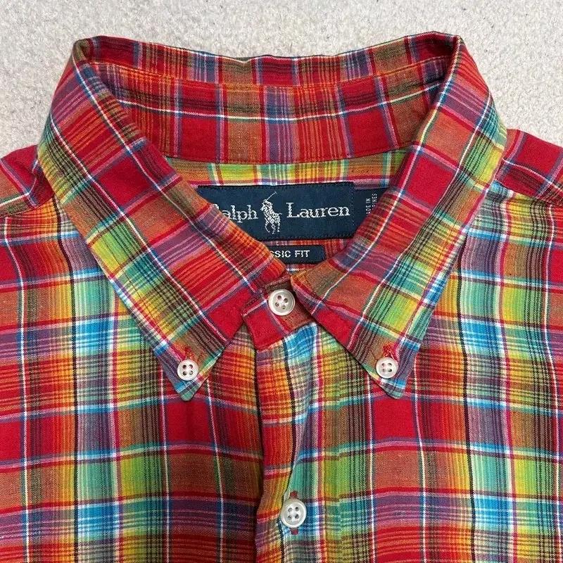 POLO RALPH LAUREN 레인보우 컬러 체크 셔츠 M 5
