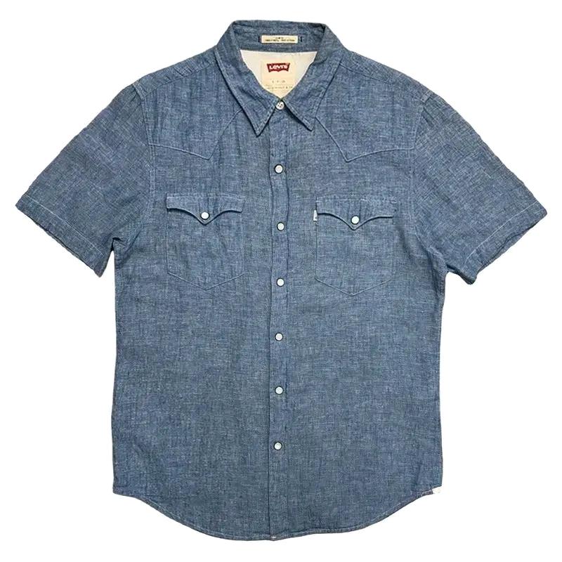LEVI'S 데님 린넨 웨스턴 반팔 셔츠 S 2