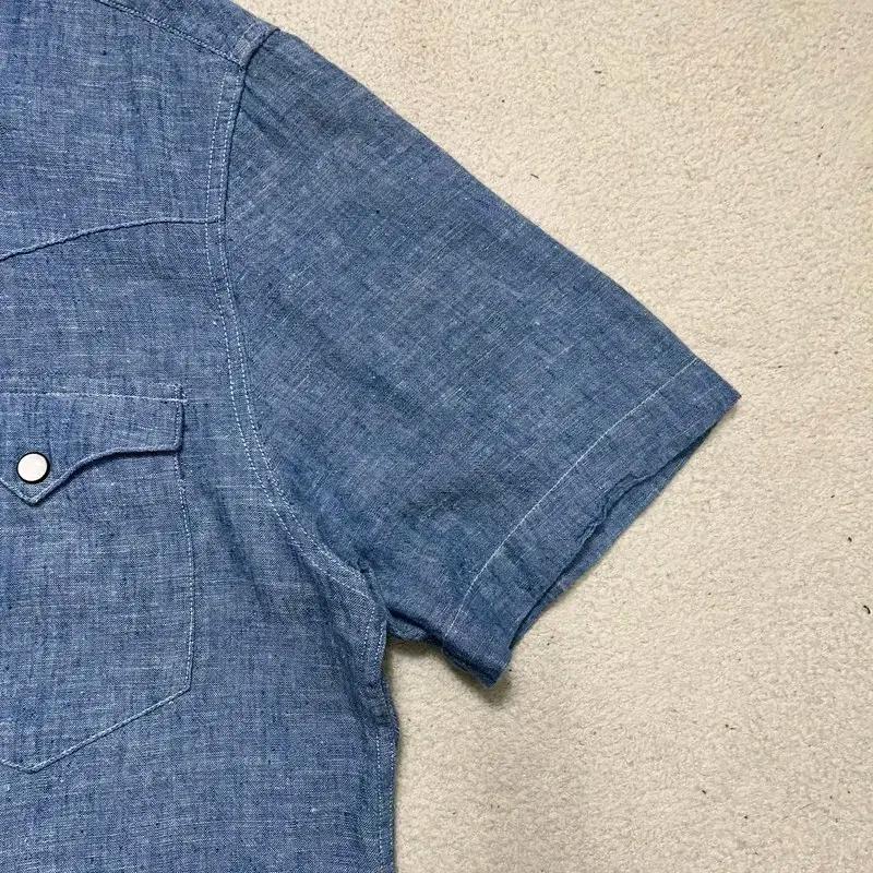 LEVI'S 데님 린넨 웨스턴 반팔 셔츠 S 3