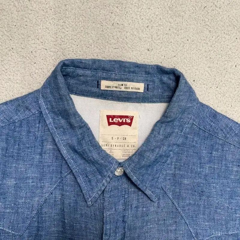 LEVI'S 데님 린넨 웨스턴 반팔 셔츠 S 6