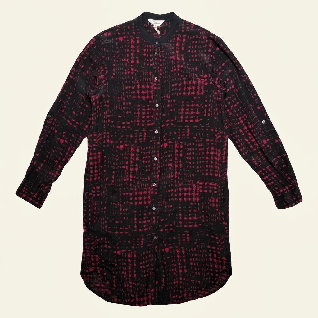 ISABEL MARANT 에뚜왈 실크 셔츠 원피스 블랙 0 1