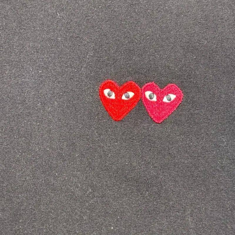COMME DES GARCONS 더블 하트 반팔 티셔츠 블랙  L 3