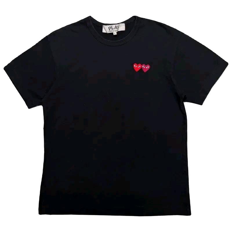 COMME DES GARCONS 더블 하트 반팔 티셔츠 블랙  L 2