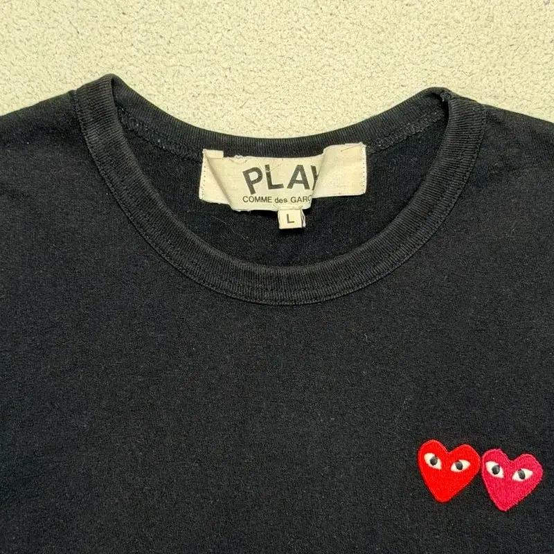COMME DES GARCONS 더블 하트 반팔 티셔츠 블랙  L 4