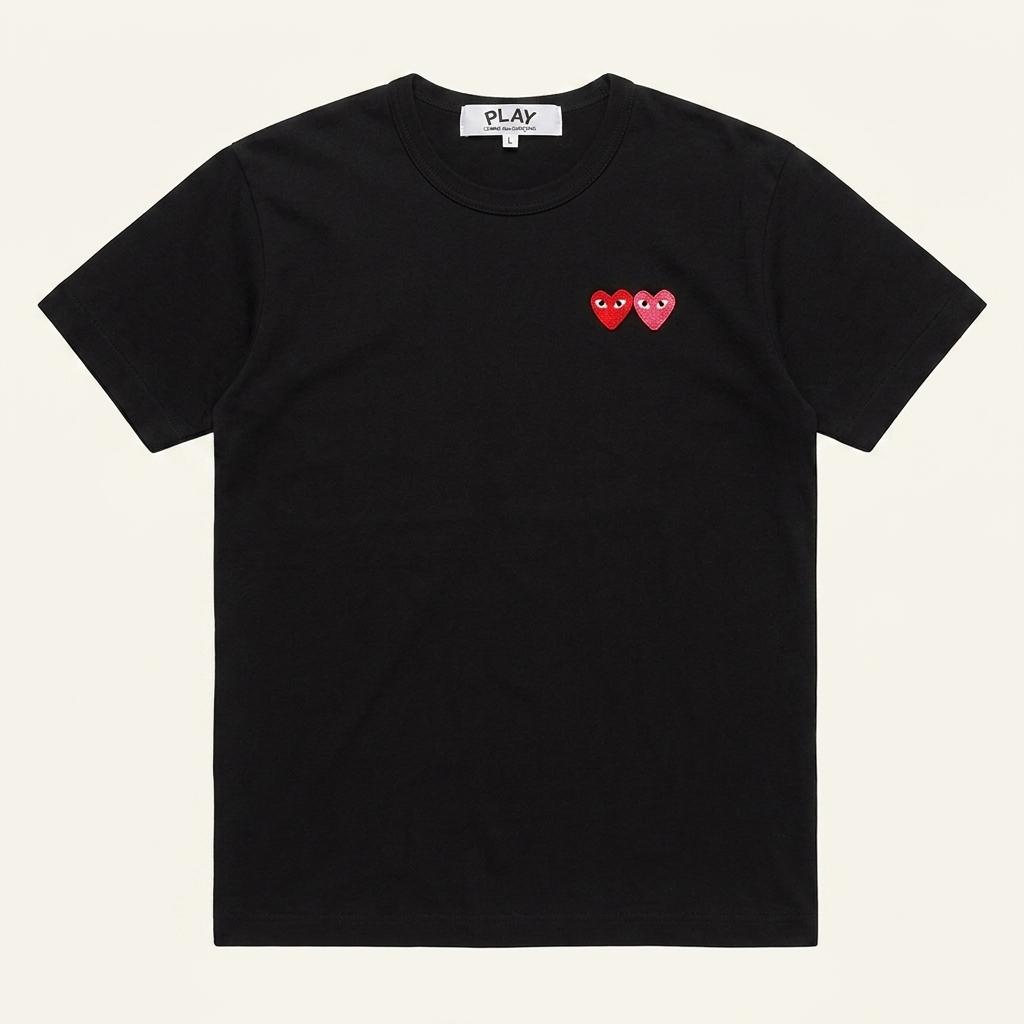 COMME DES GARCONS 더블 하트 반팔 티셔츠 블랙  L 1