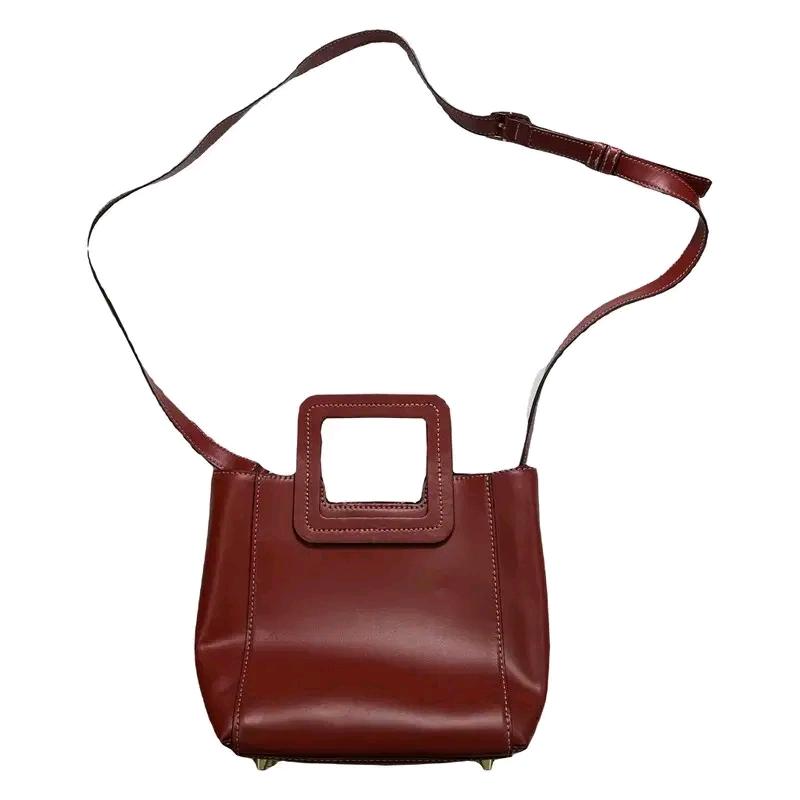 STAUD Leather Bucket Bag 버건디 2
