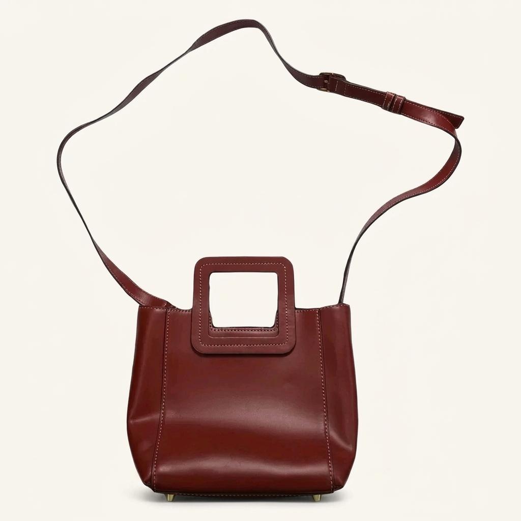 STAUD Leather Bucket Bag 버건디 1