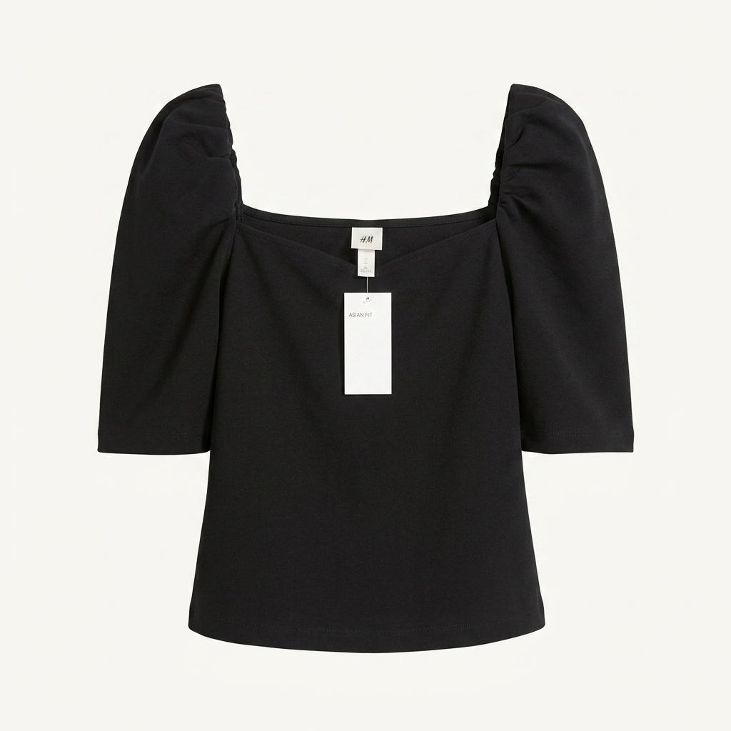 H&M 퍼프 소매 스퀘어넥 티셔츠 1