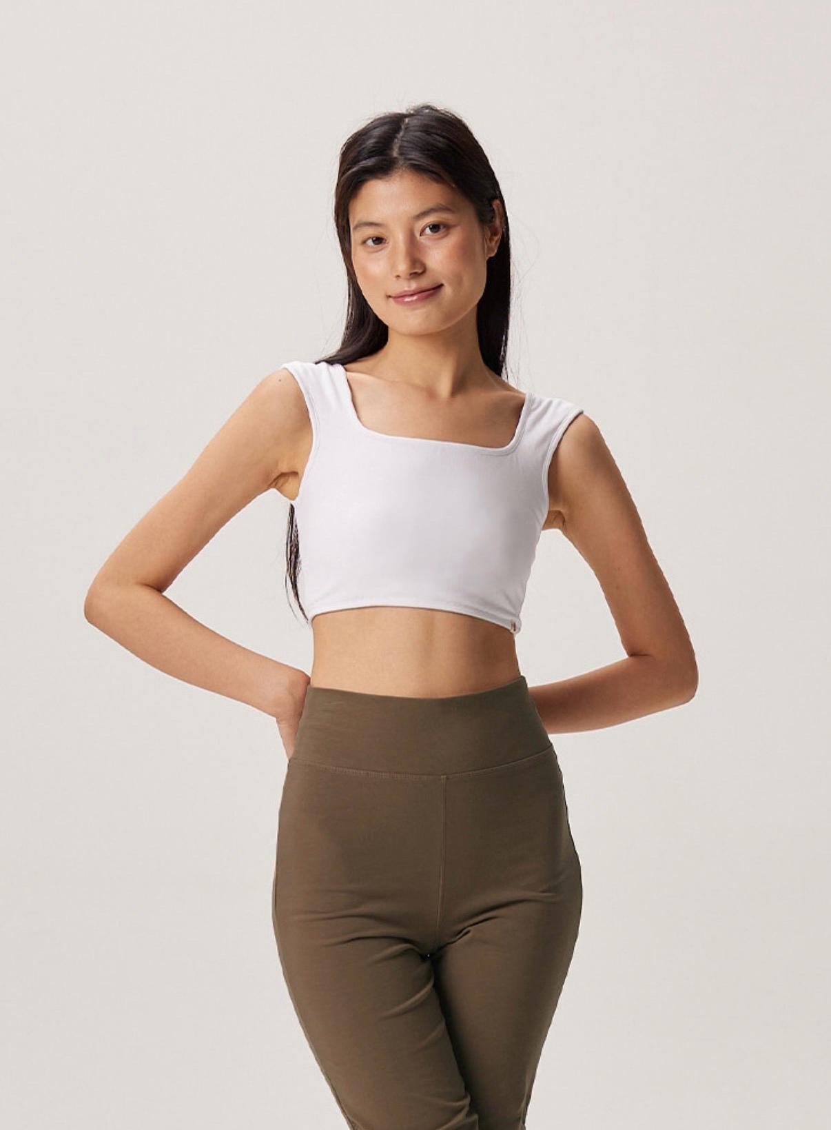 부디무드라 스퀘어넥 화이트 크롭 탑 2