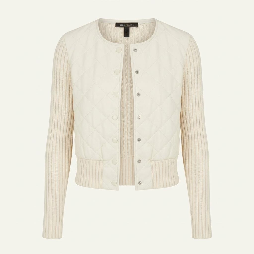 BCBGMAXAZRIA 퀼팅 배색 니트 가디건 1