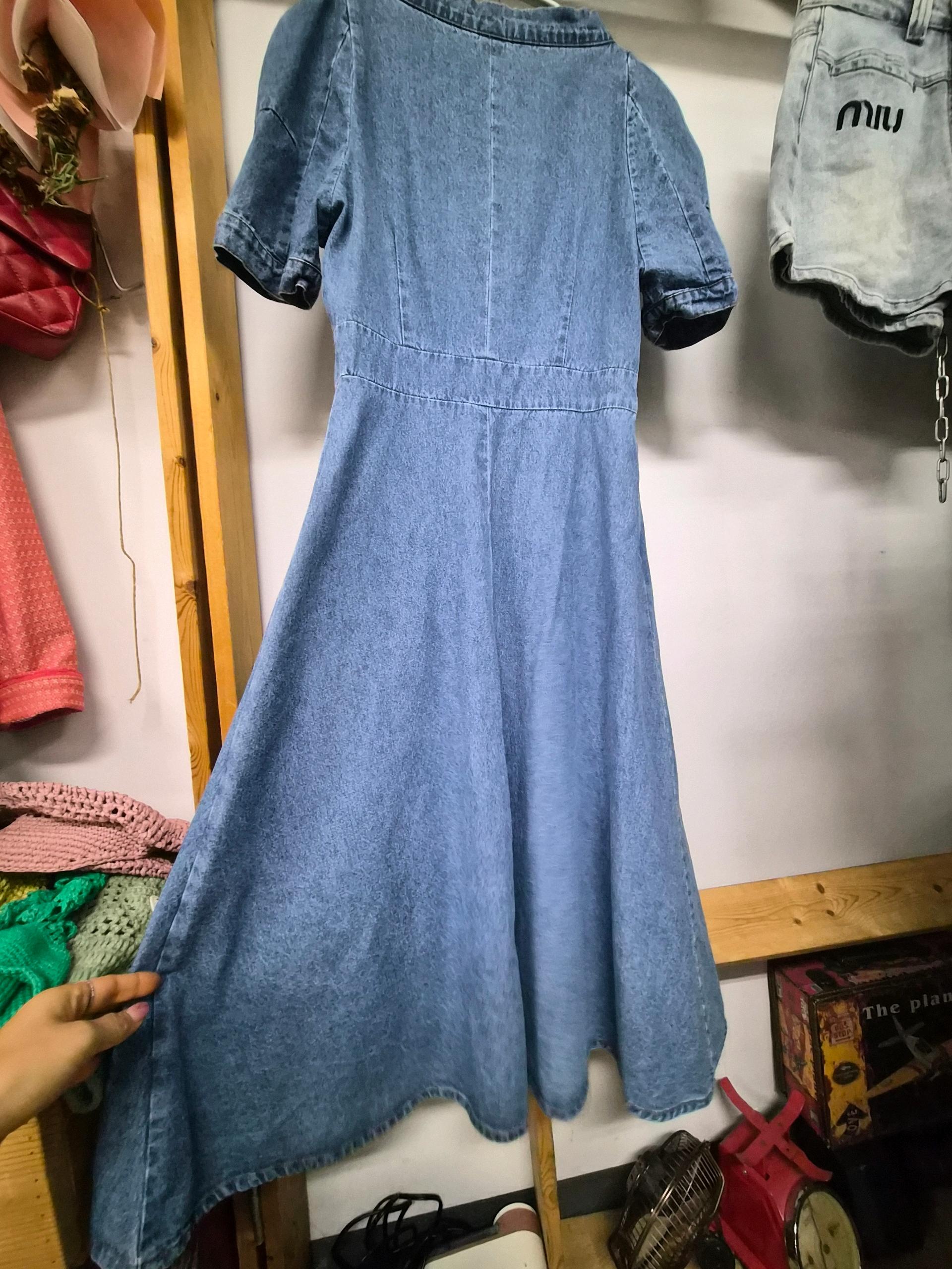 편집샾 퍼프  유닉넥 플레어 데님 원피스 8