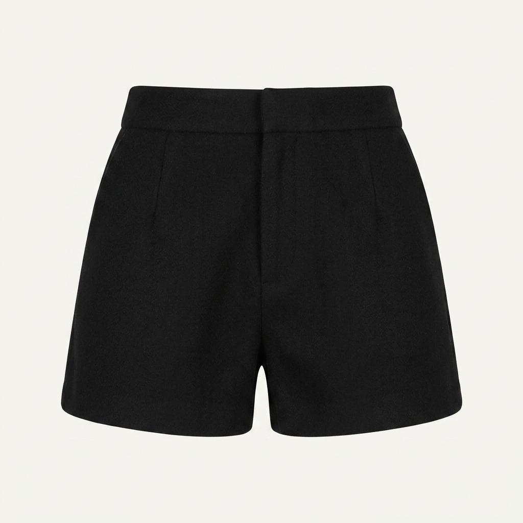 블랙 모직숏팬츠
