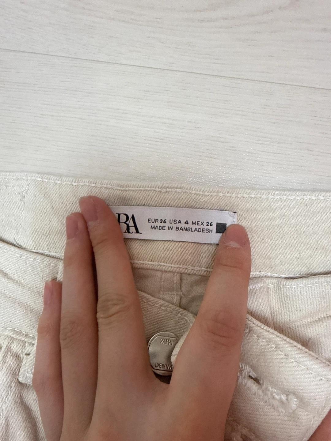 자라 여성 크림색 데님 바지 EUR 36 4