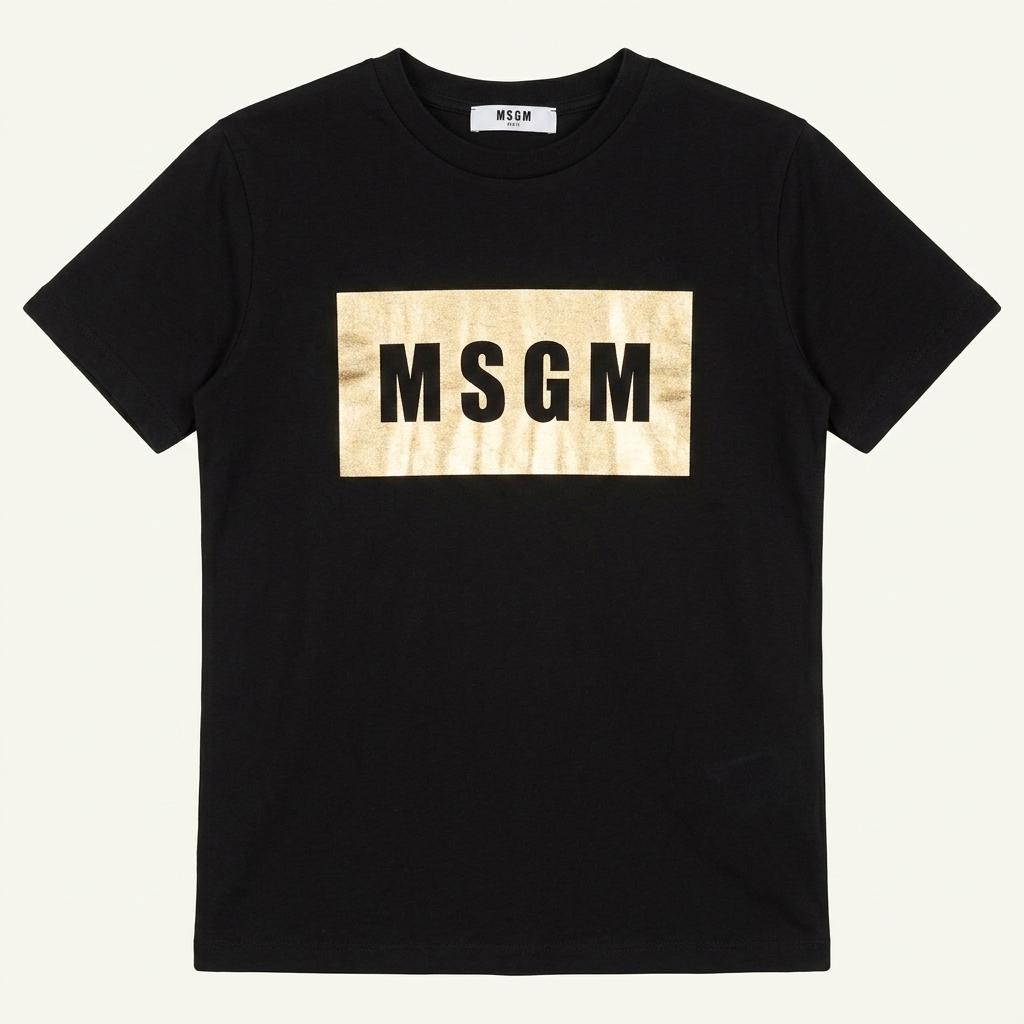 MSGM 키즈 블랙 반팔 티셔츠 (130-140)