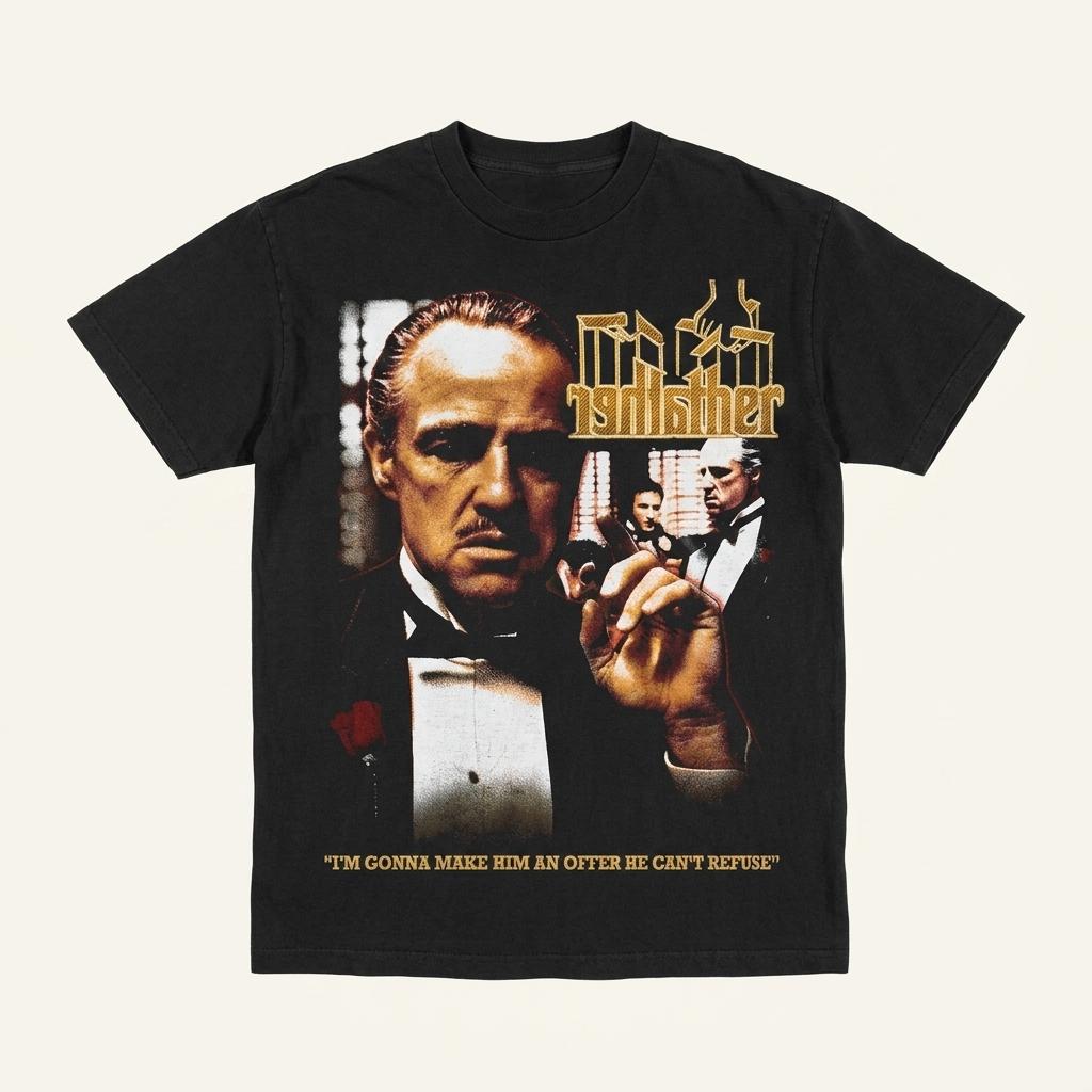 빈티지 The Godfather 영화 그래픽 반팔 H3158 1