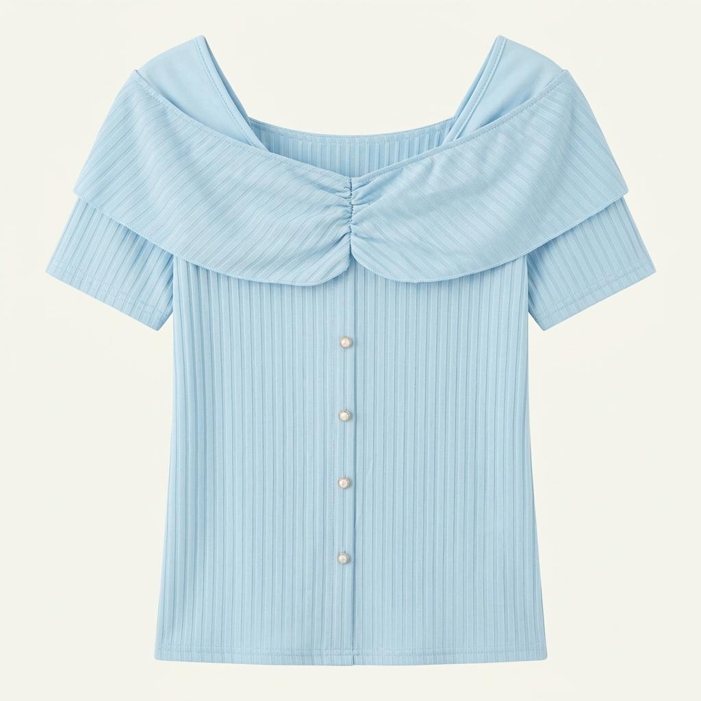 SHEIN 오프숄더 골지 반팔 티셔츠 1