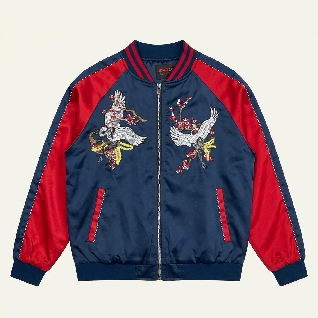S vtg 홍학 자수 스카쟌 1